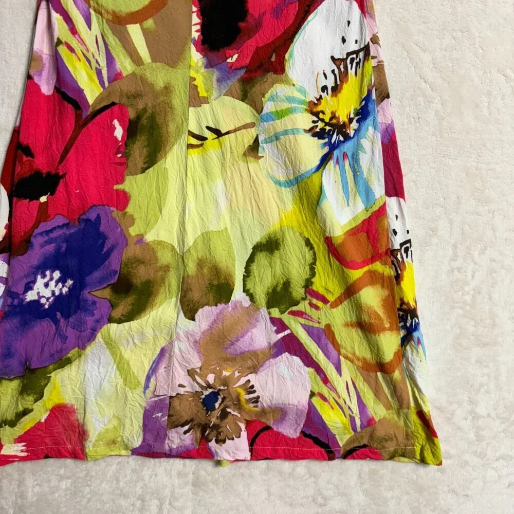 Jams World Womens Midi Dress Medium Floral‎ Splash Colorful Art to Wear Hawaii